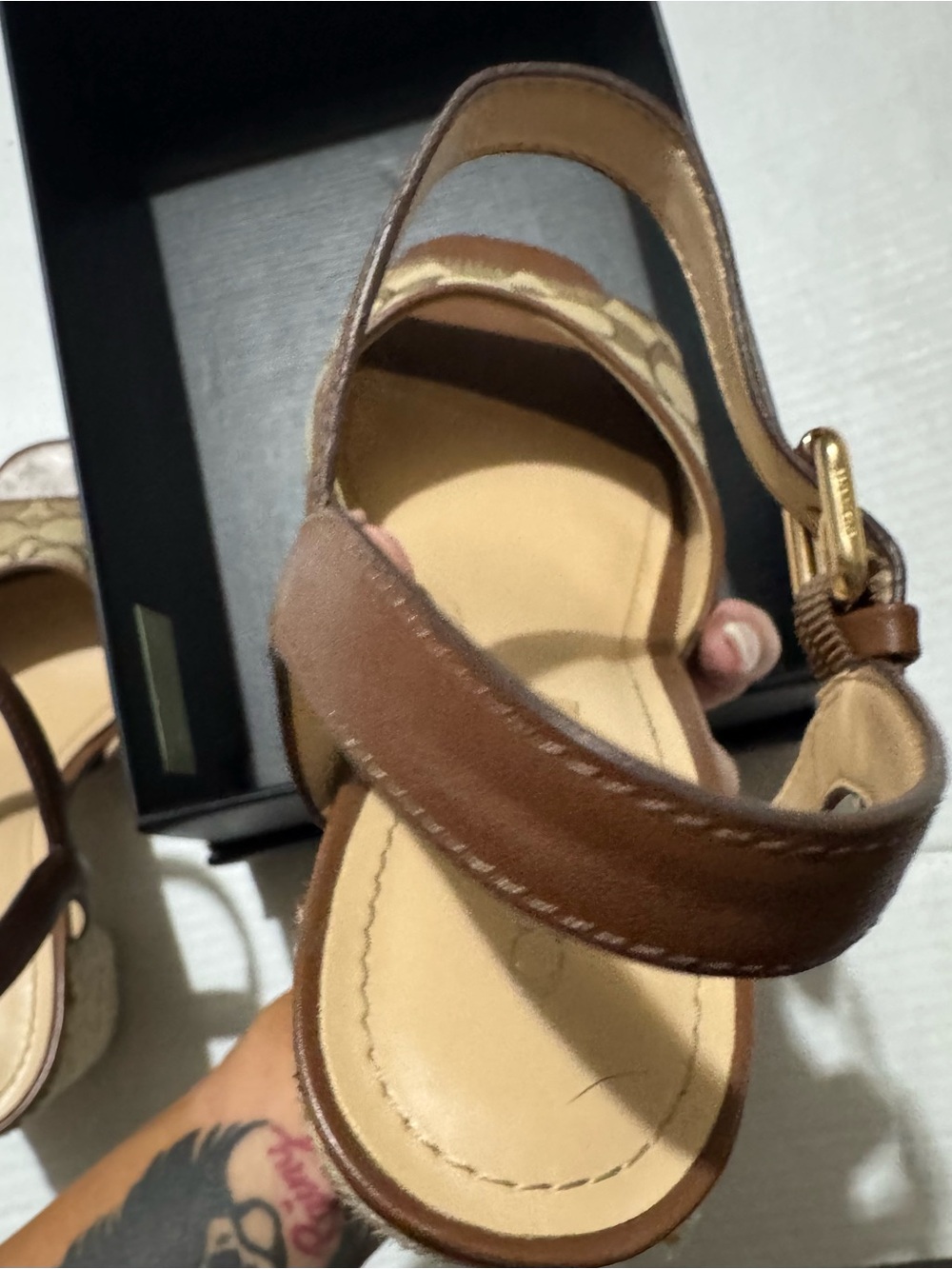 Coach Maddie Signature brown Canvas Slingback Sandals size 9.5 - Picture 15 of 16